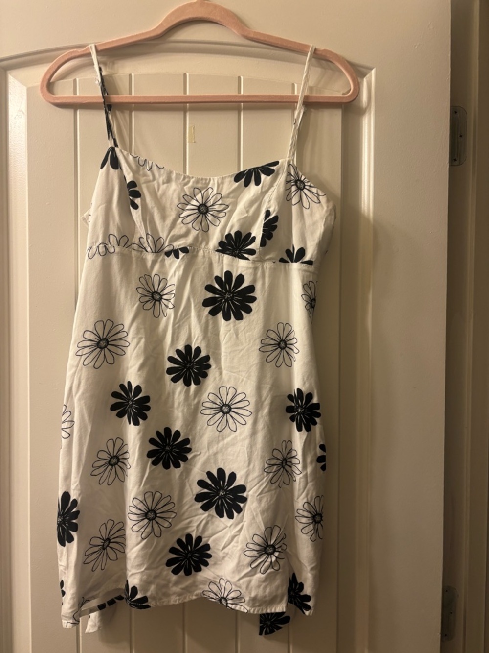 La Hearts White Mini Dress with Black Floral Print